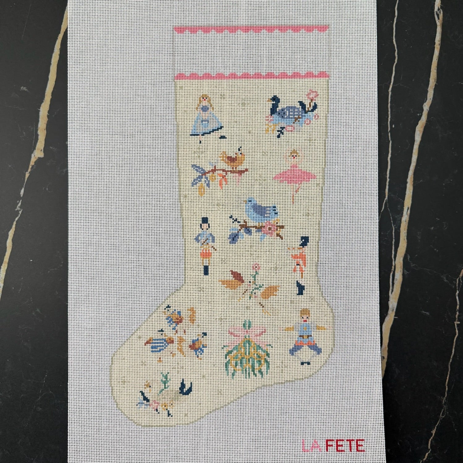 12 Days of Christmas Stocking in Cream