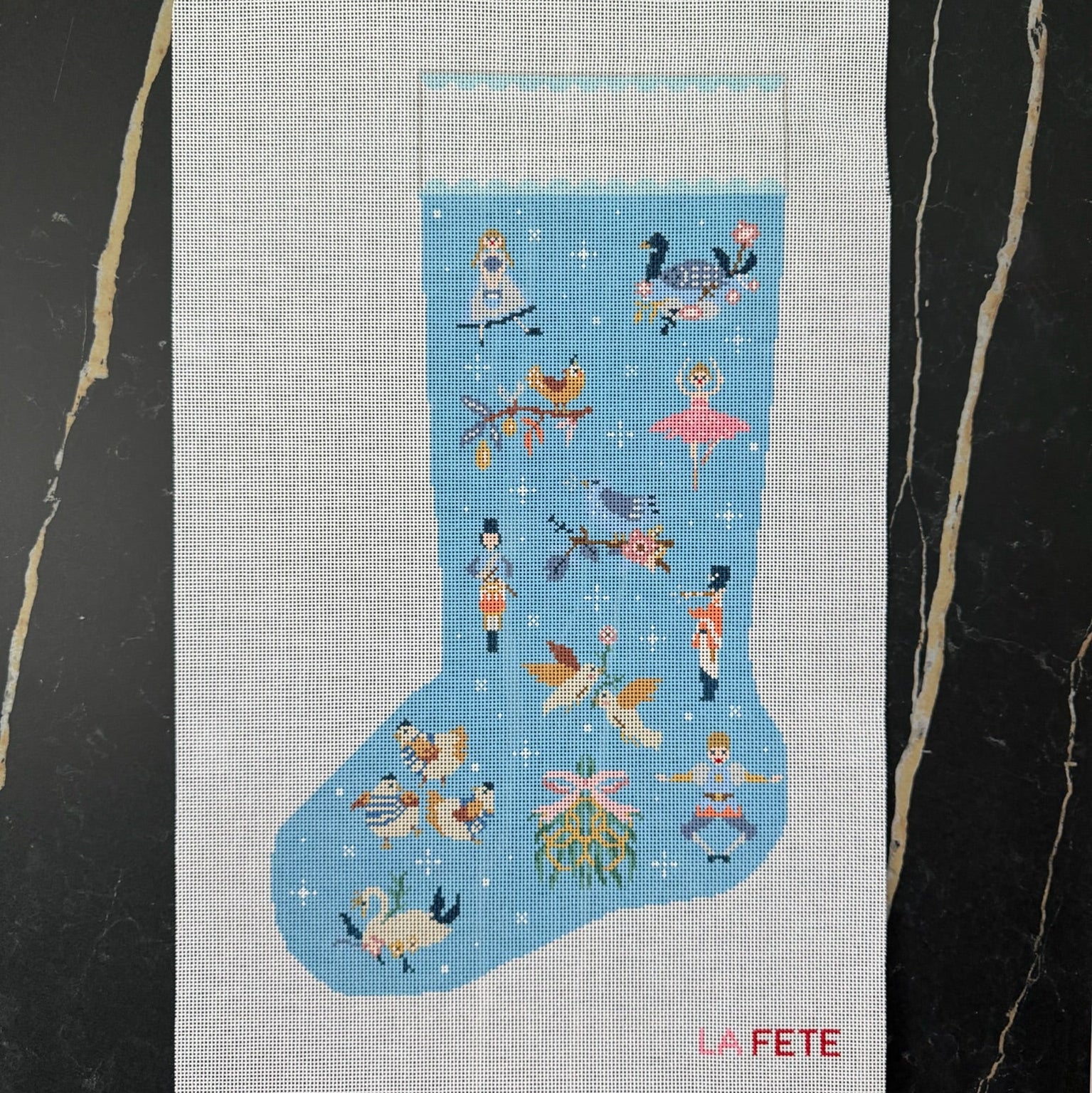 12 Days of Christmas Stocking in Blue